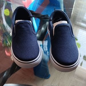 Blue Slip-On Sneakers with Canvas Upper and Rubber Sole